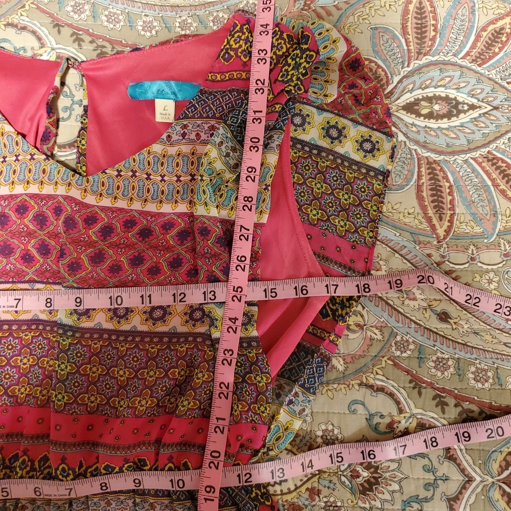 Francesca's Buttons Multi Colored Patterned Dress - image 5